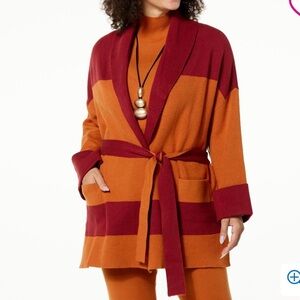 Wynne Collection WynneLayers SoftKNIT Jacquard Topper SZ S in Merlot/Spice